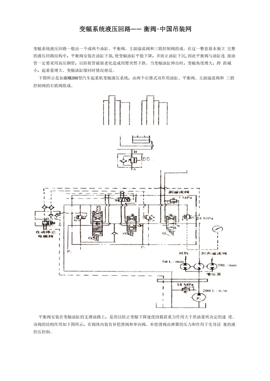 变幅系统液压回路 液压系统平衡阀的作用_第1页