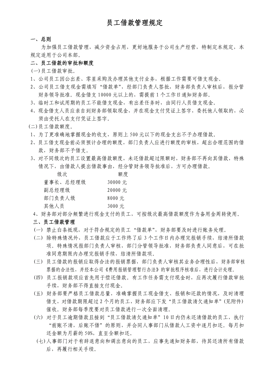 员工借款管理规定_第1页