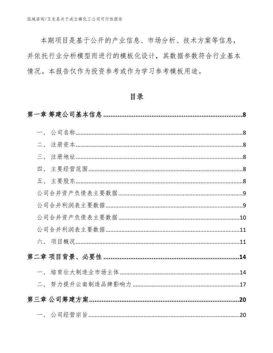 玉龙县关于成立磷化工公司可行性报告范文参考_第3页