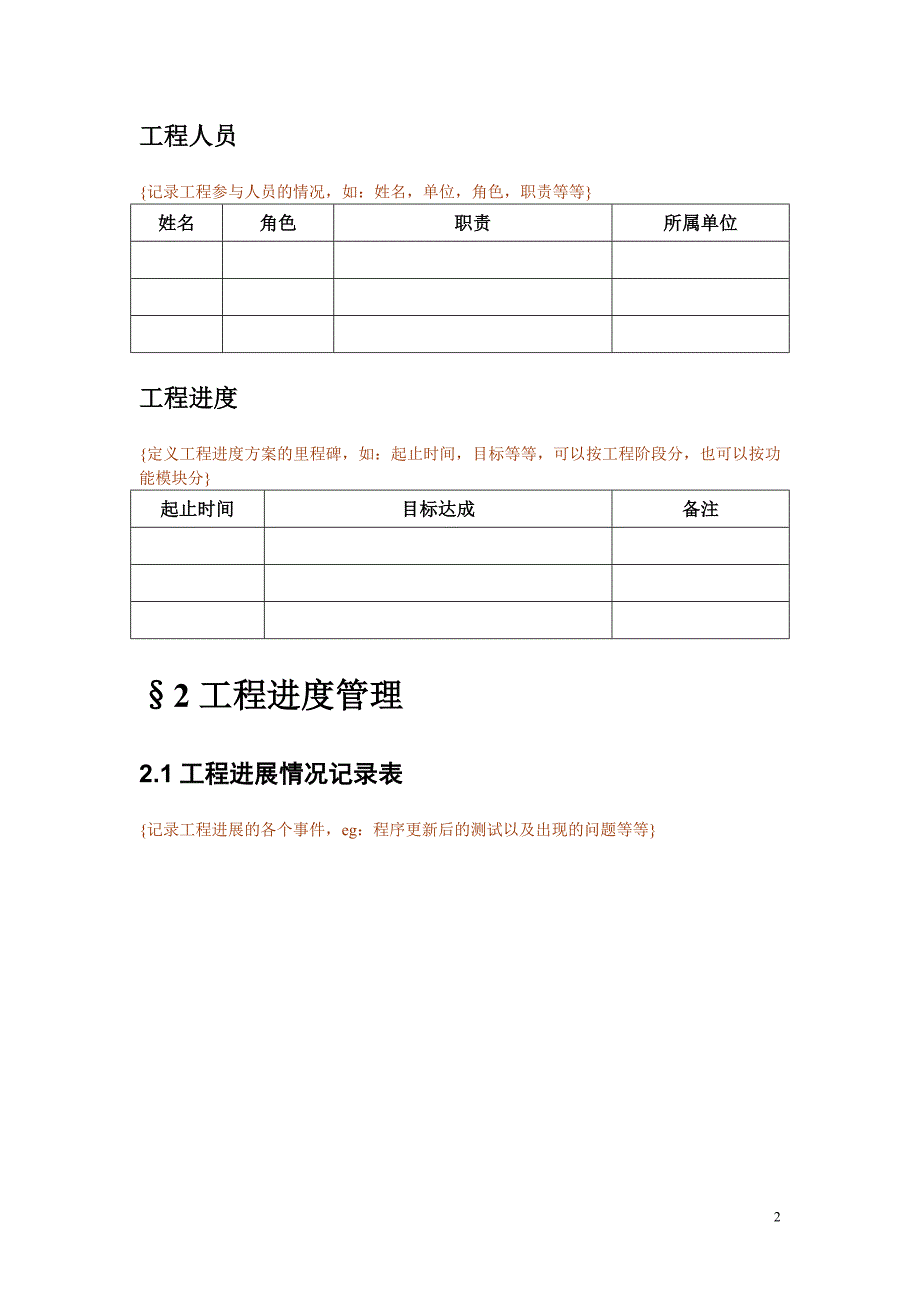 项目进度报告模板_第2页