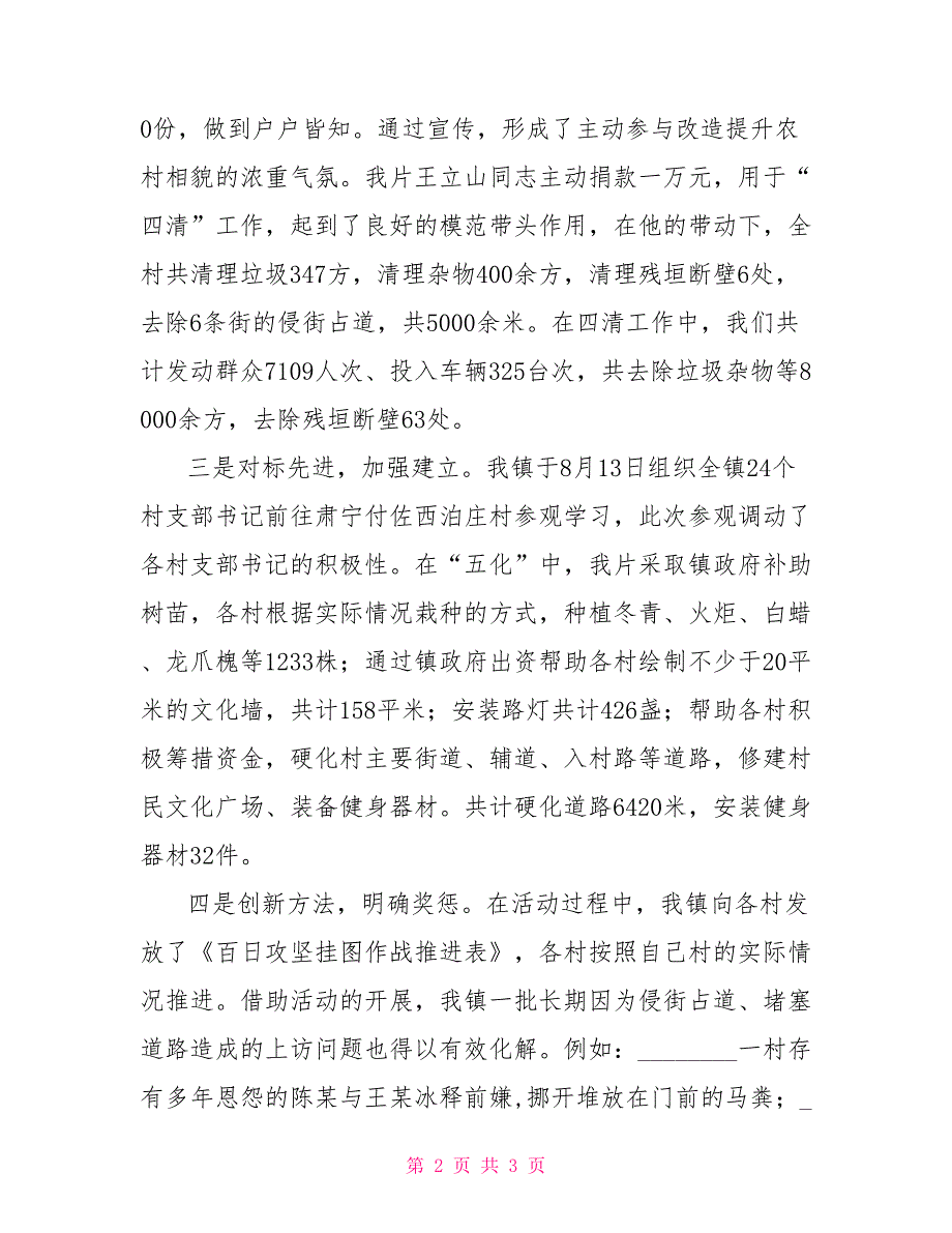 乡镇纪检书记城乡面貌改造提升百日攻坚活动个人总结_第2页