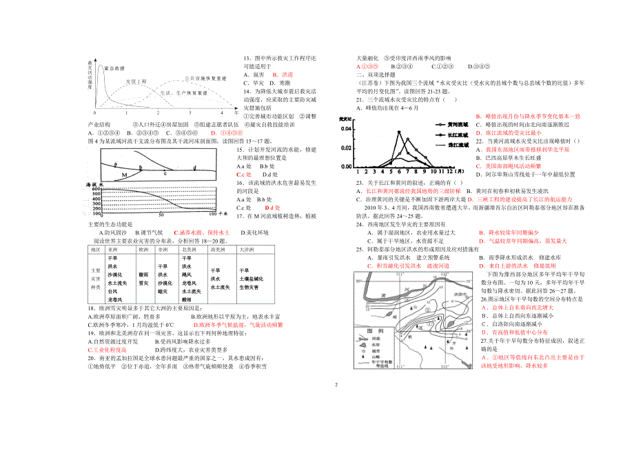 2013年高二地理期末前练习十三自然灾害部分.doc_第2页