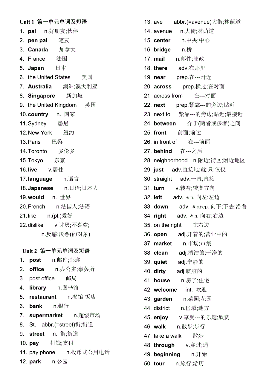 人教版七年级下册英语单词表黑体标注-旧版_第1页