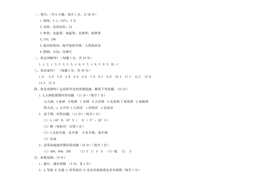 人教版七年级地理上册期中试卷_第3页