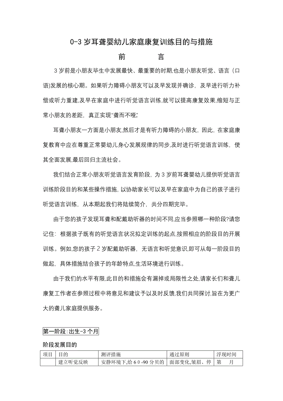 零到三岁耳聋婴幼儿家庭康复训练目标和方法_第1页