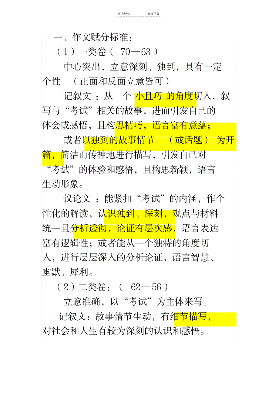 作文评分标准总体指导_第1页