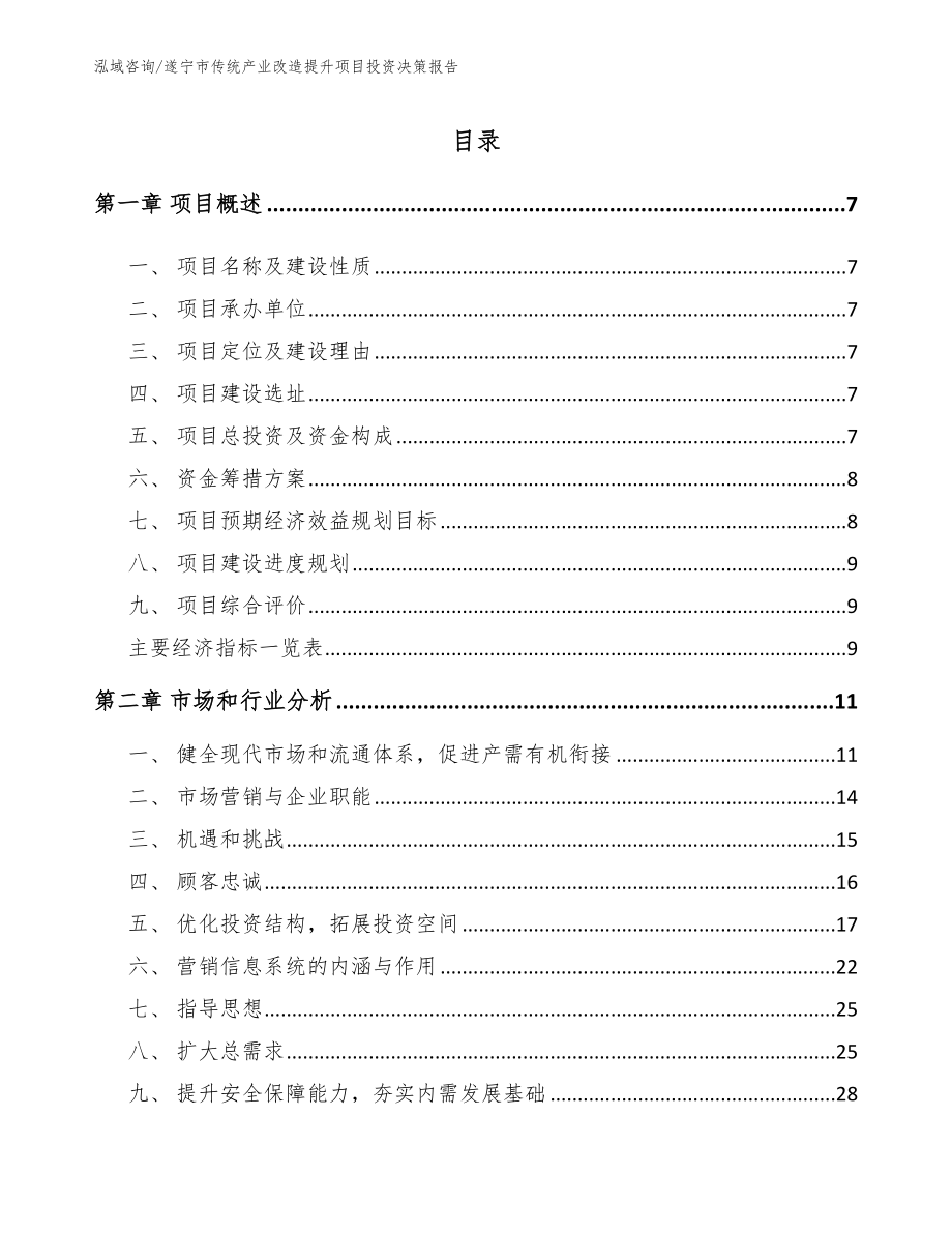 遂宁市传统产业改造提升项目投资决策报告【范文模板】_第2页