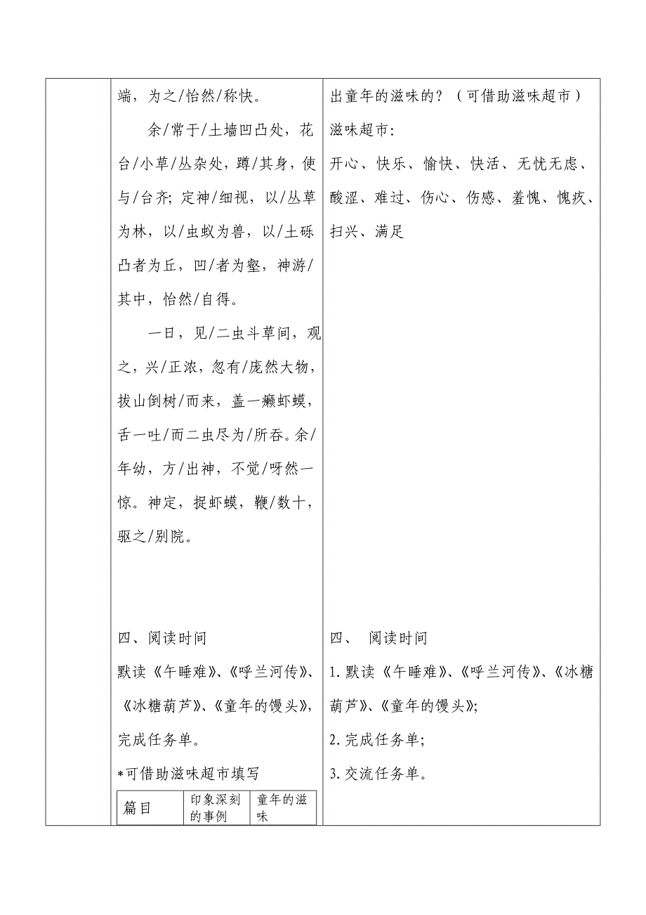 群文阅读：童年的滋味教案_第4页