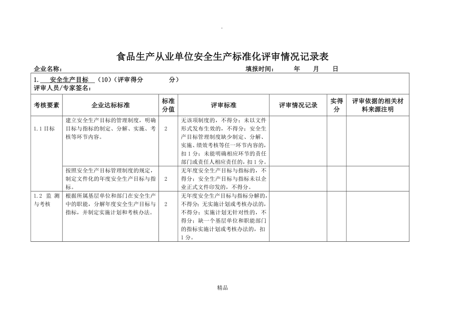 食品生产评审情况表_第1页