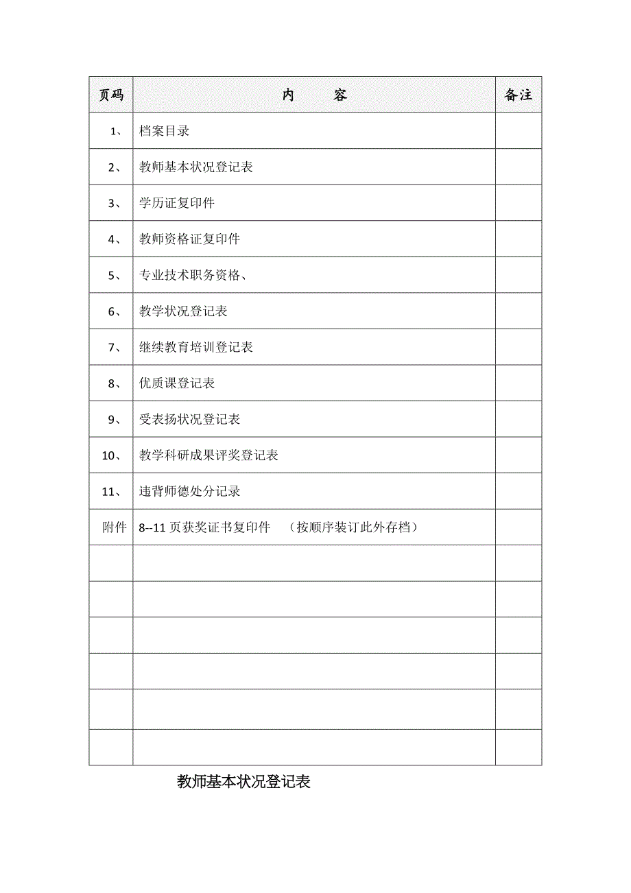 教师个人档案成表空白_第2页