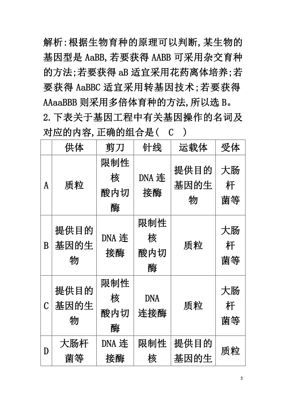 江苏省启东市高中生物第6章从杂交育种到基因工程检测试题新人教版必修2_第3页