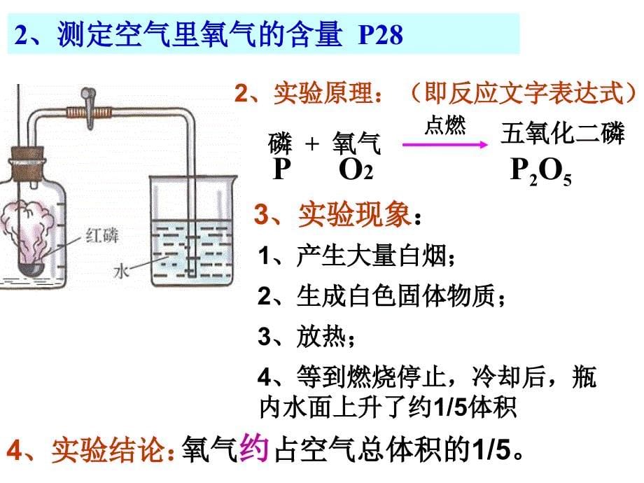 水倒吸水红磷燃烧消耗氧气_第5页