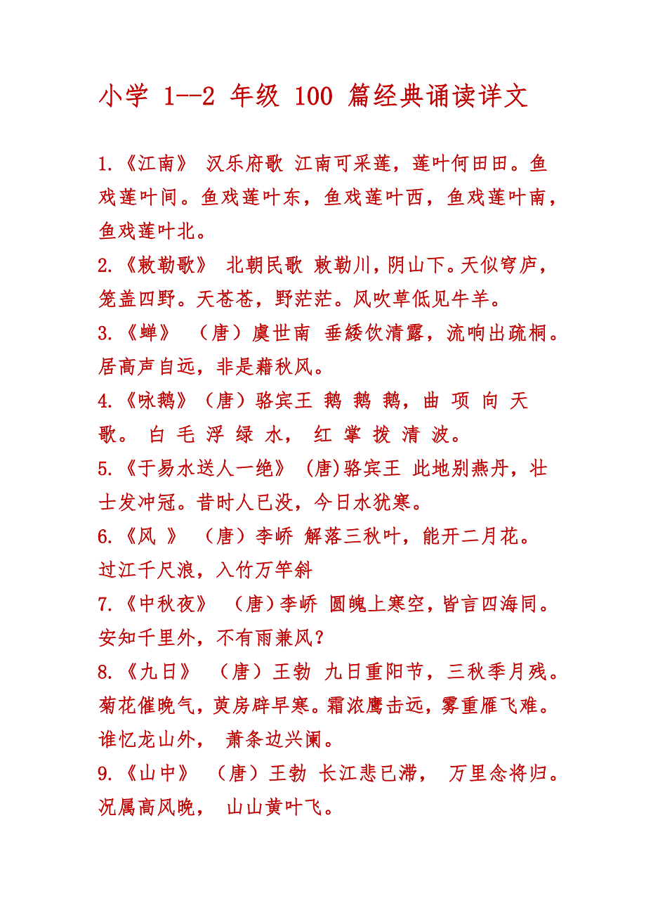 小学1--2年级100篇经典诵读详文.docx_第1页