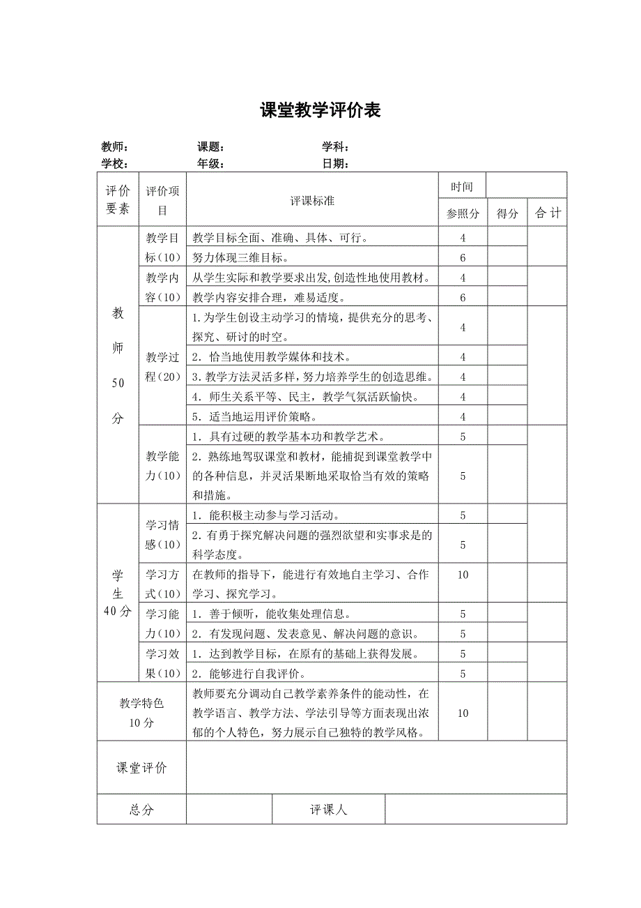 课堂教学评价表（量表）_第3页