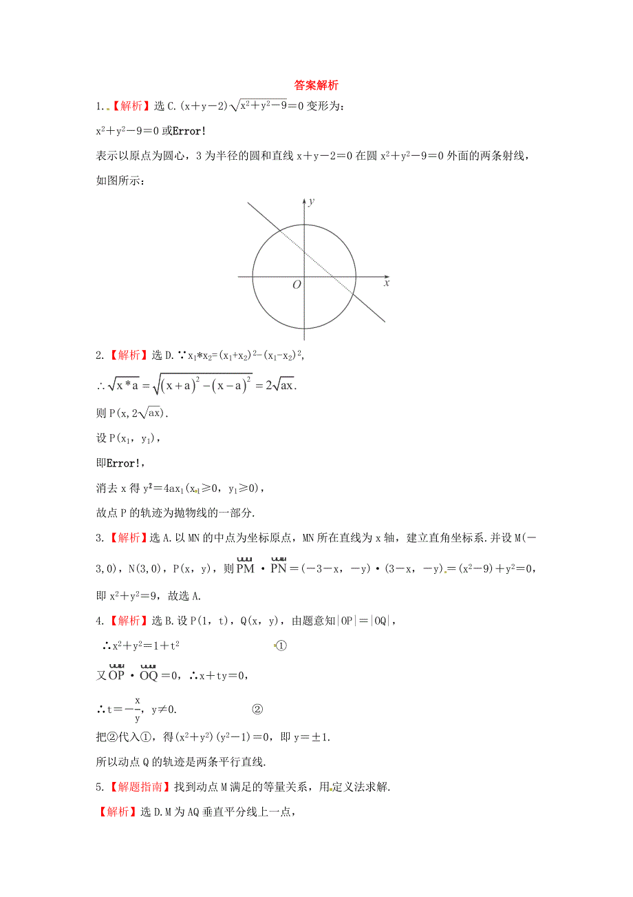 人教B版高三数学 理科一轮复习曲线与方程专题练习含答案_第3页