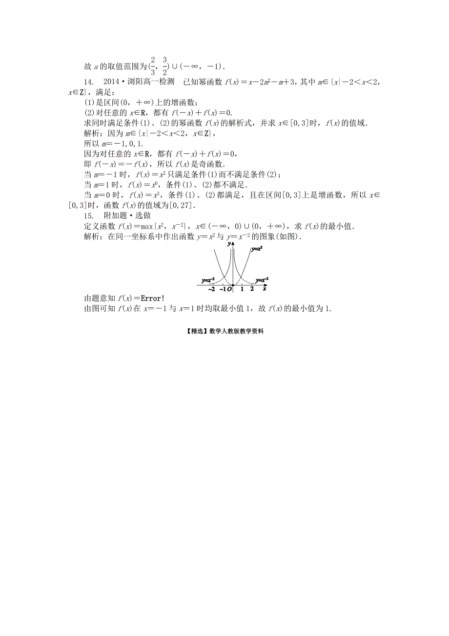 【精选】高中数学 2.3第20课时 幂函数课时作业 新人教A版必修1_第4页