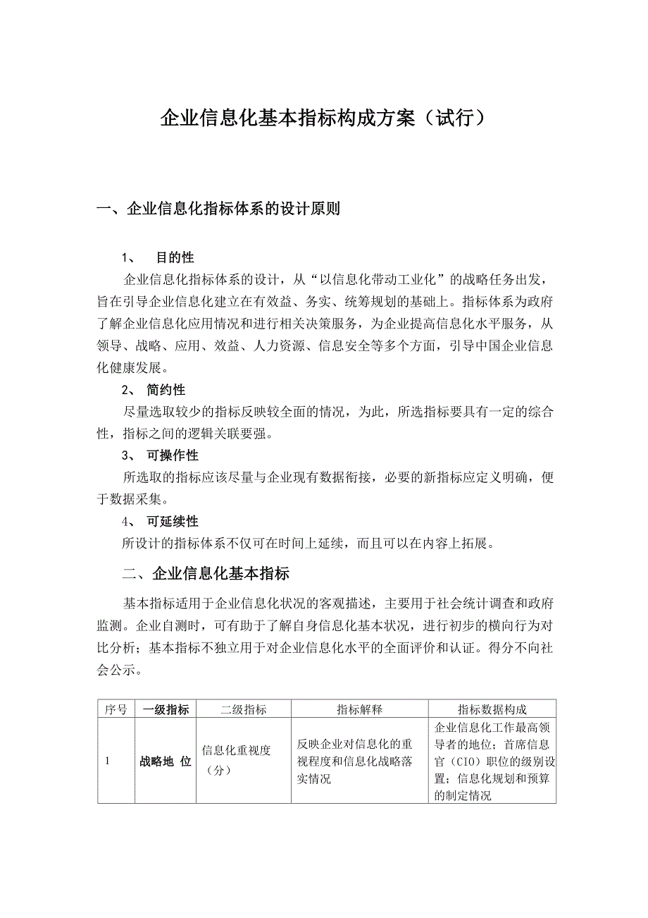 企业信息化基本指标与效能指标构成方案_第1页