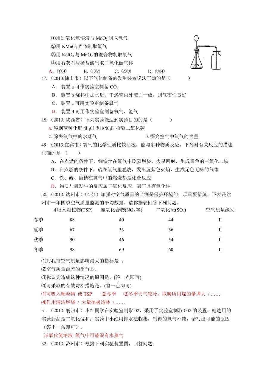 年中考化学试题分类汇编：我们周围的空气_第5页