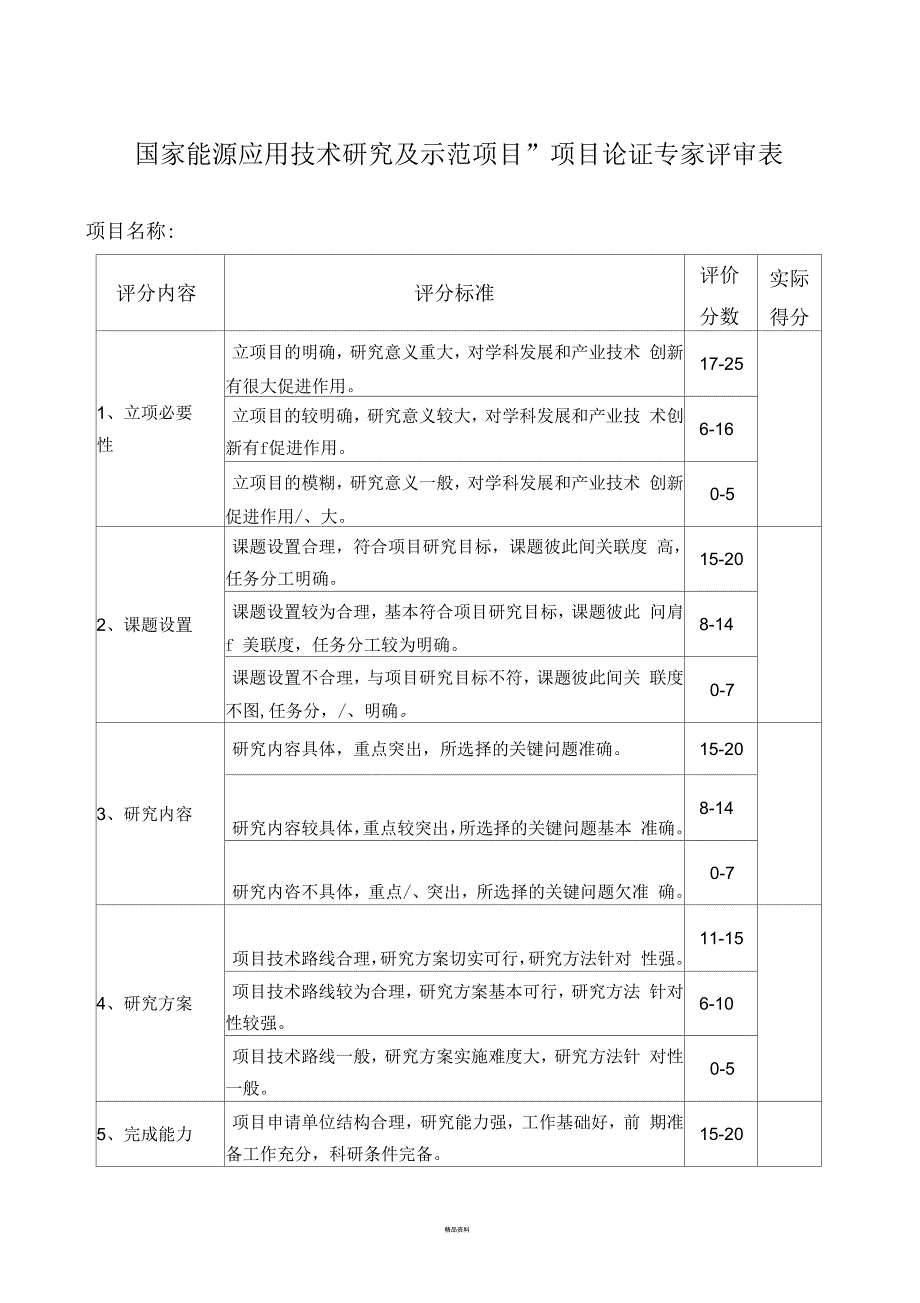 项目论证专家评审表_第1页