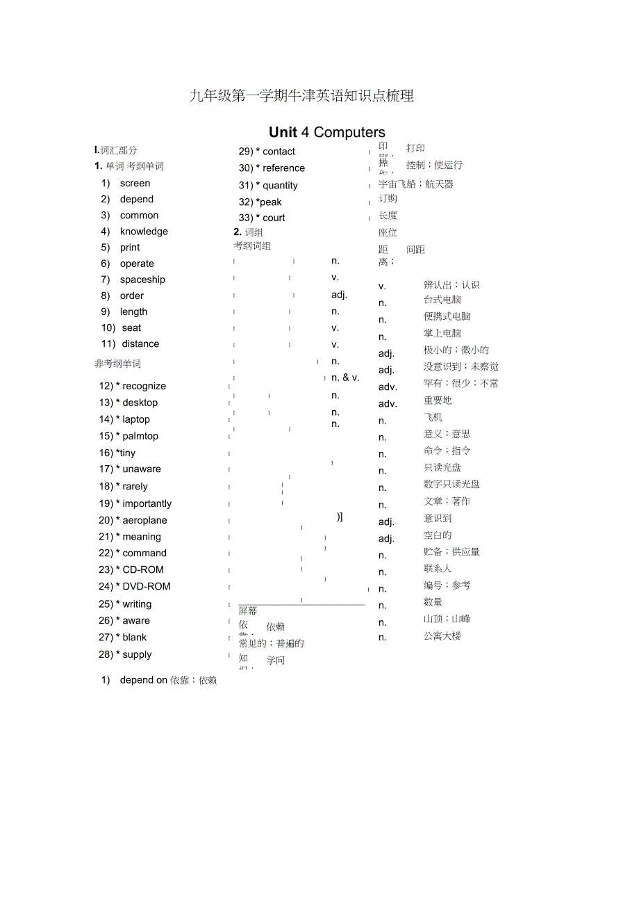 9AUnit4知识点梳理_第1页