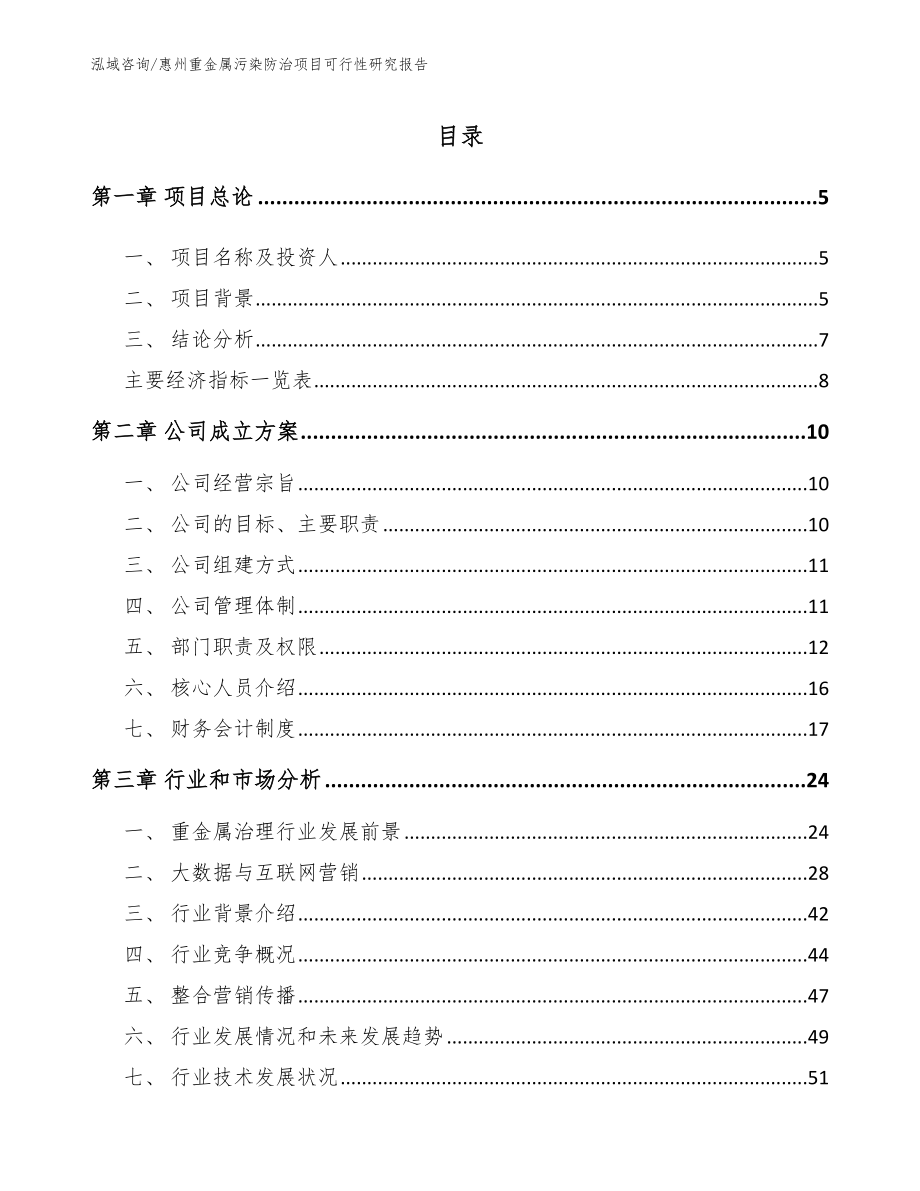 惠州重金属污染防治项目可行性研究报告（参考模板）_第1页