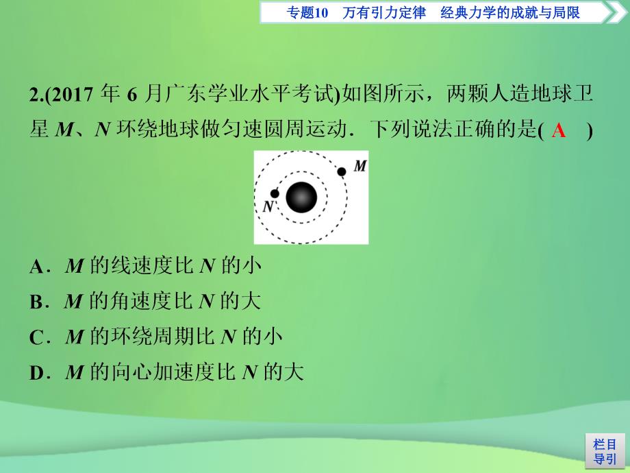 广东省2019高考物理一轮基础复习 专题10 万有引力定律课件_第4页