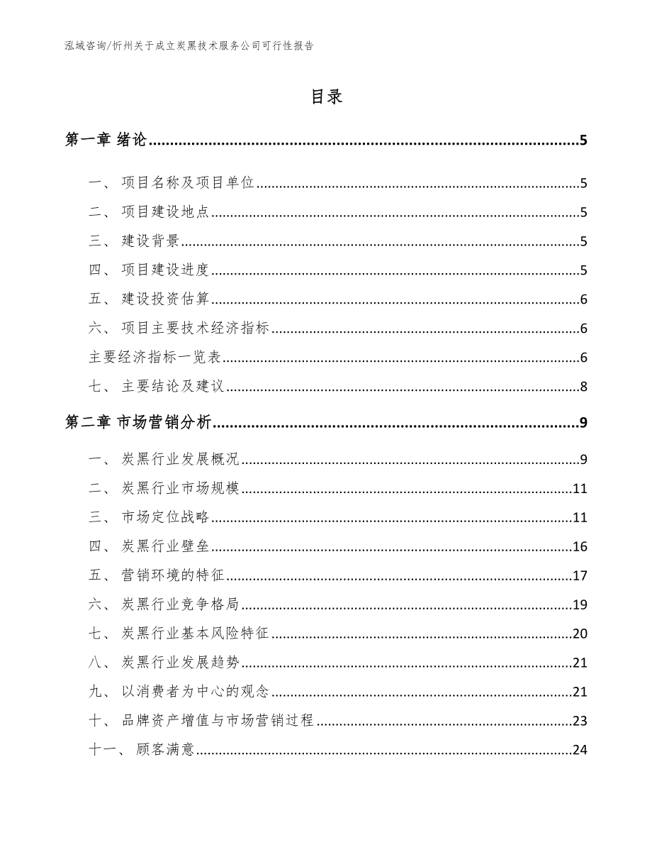 忻州关于成立炭黑技术服务公司可行性报告（范文参考）_第1页