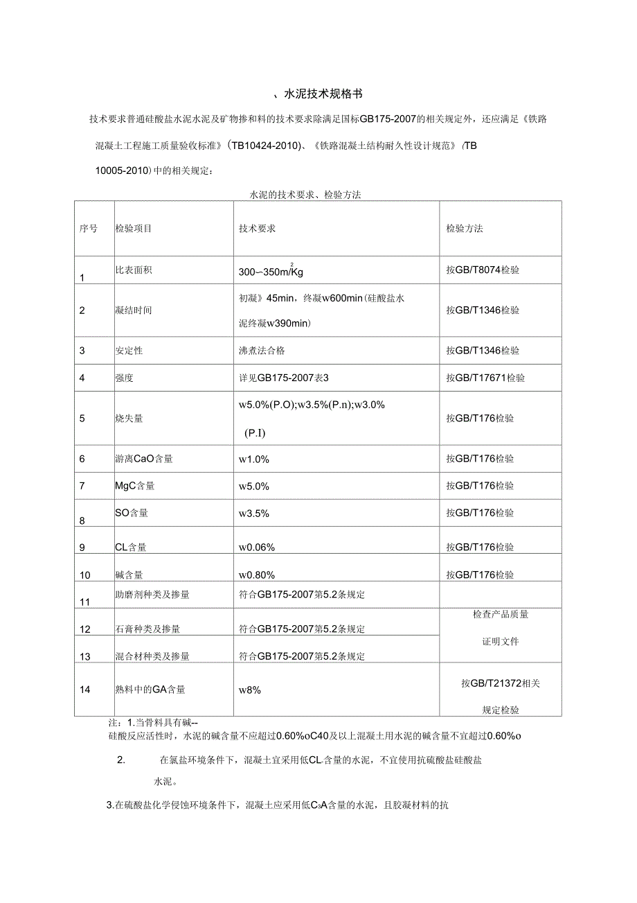 水泥技术规格书、技术规程_第1页