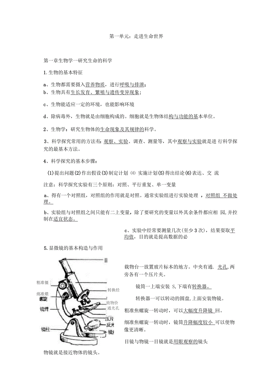 苏科版七年级上册生物知识点_第1页