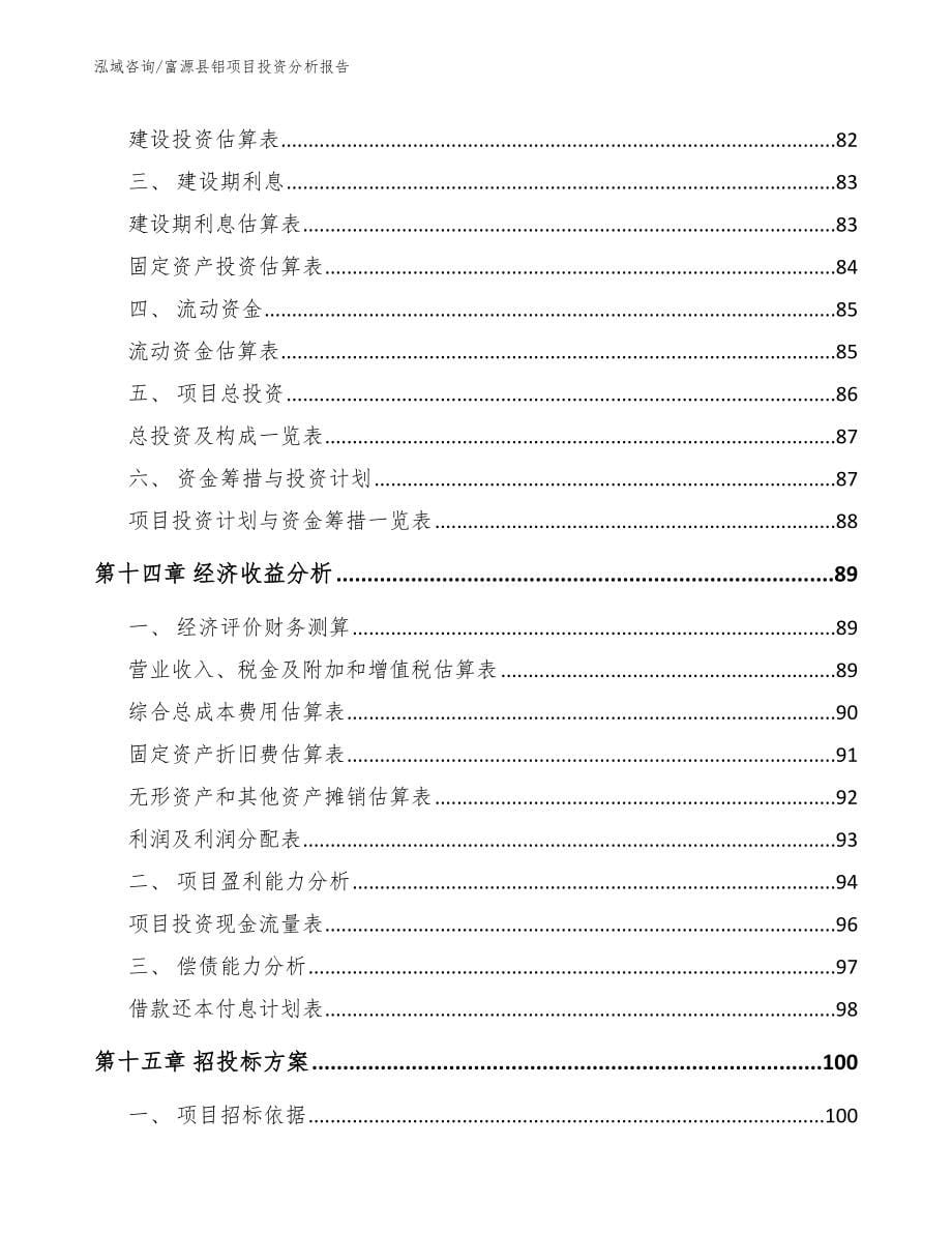 富源县铝项目投资分析报告模板_第5页