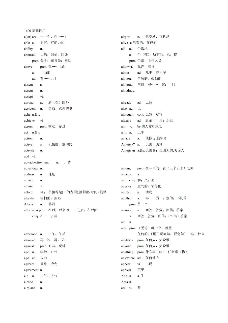 1600基础词汇_第1页