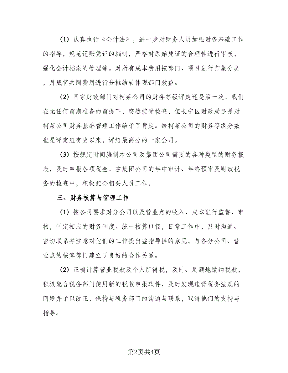 财务负责人工作总结模板（二篇）.doc_第2页