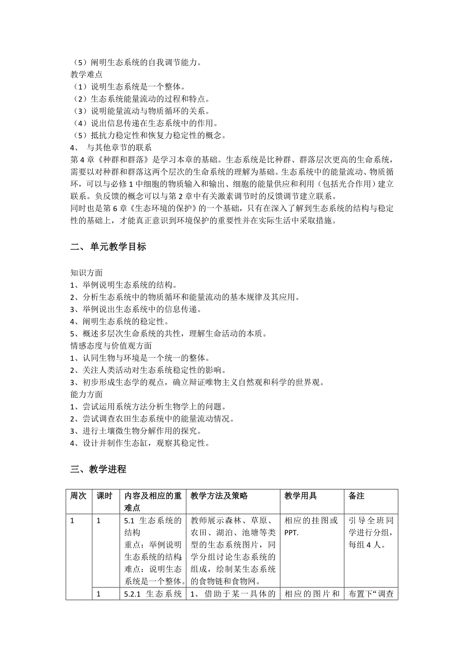 蔡欢-《生态系统及其稳定性》单元教学计划.doc_第2页