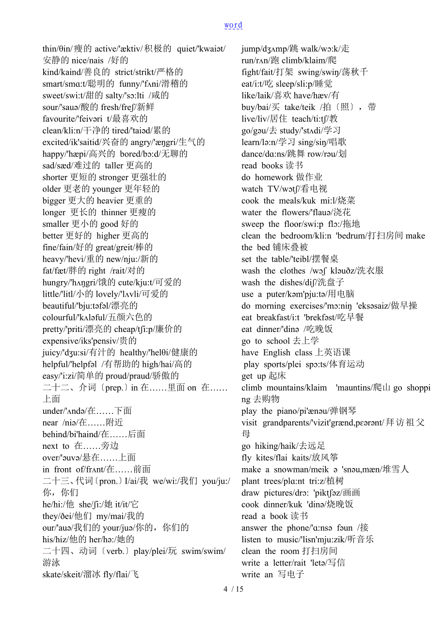 全面小学英语单词大全合集(带音标)_第4页