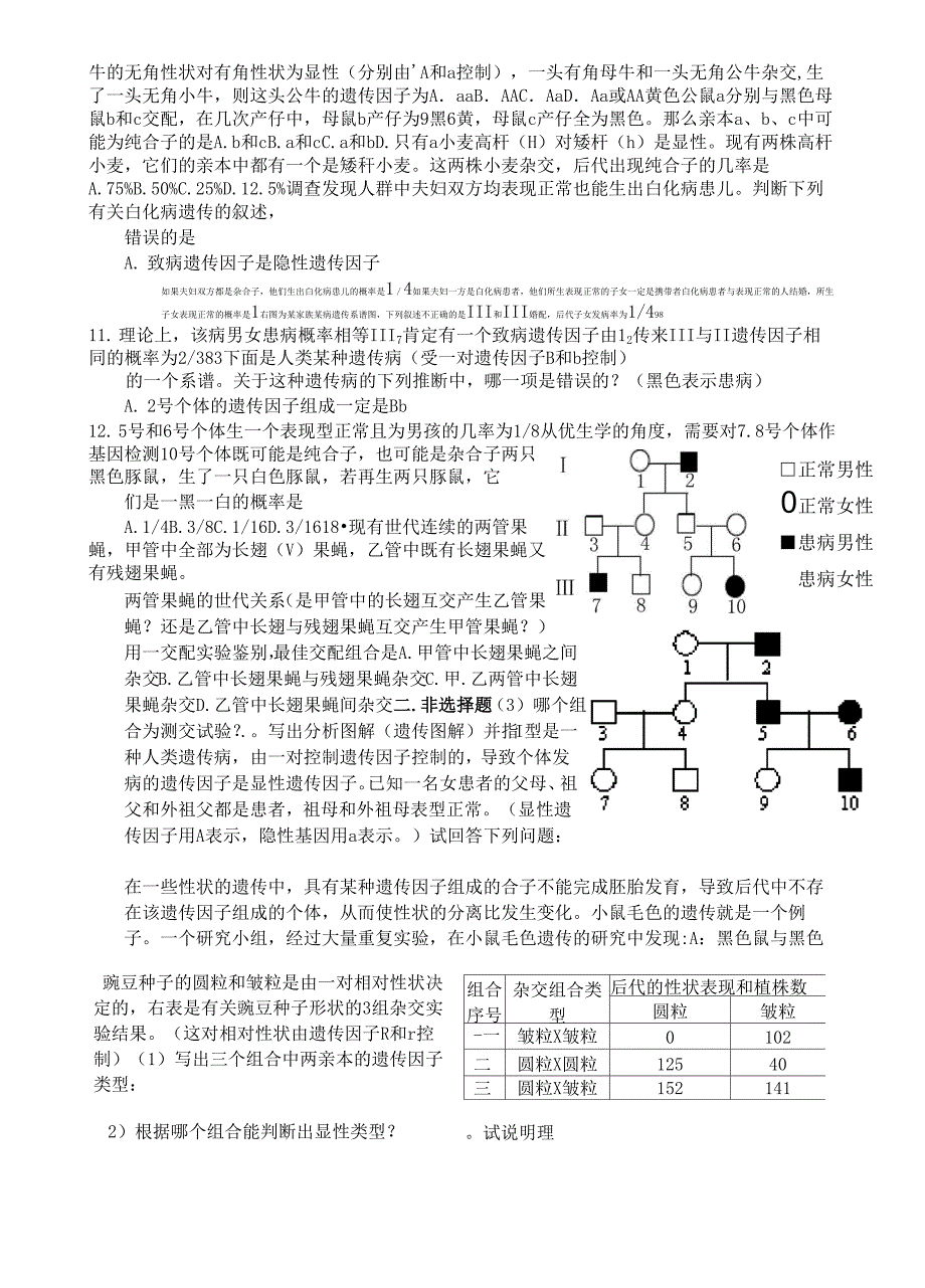 孟德尔的豌豆杂交实验测验题_第2页