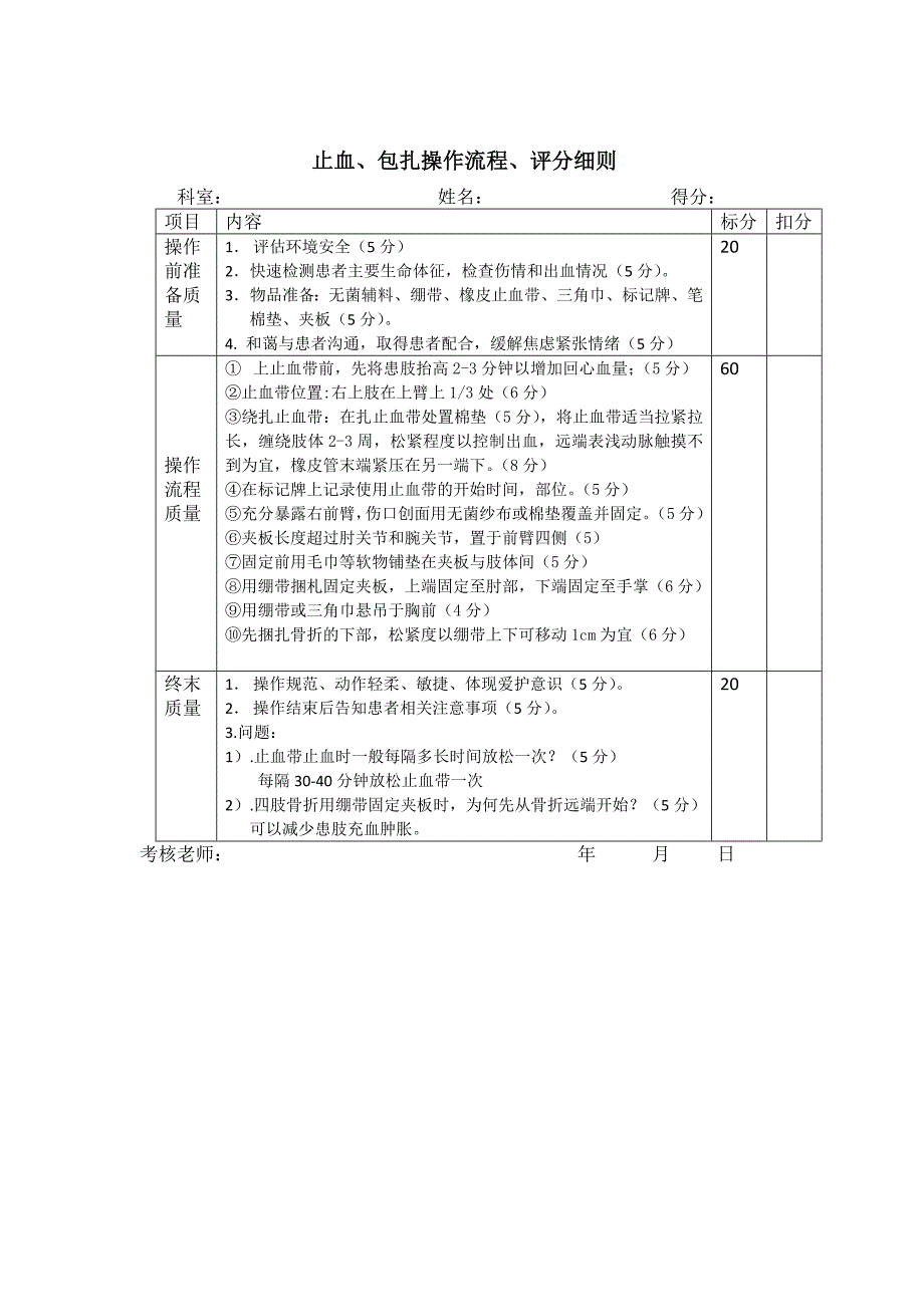 止血包扎流程、评分标准_第2页