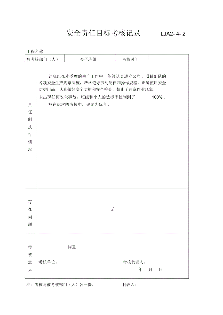 安全责任目标考核记录_第4页