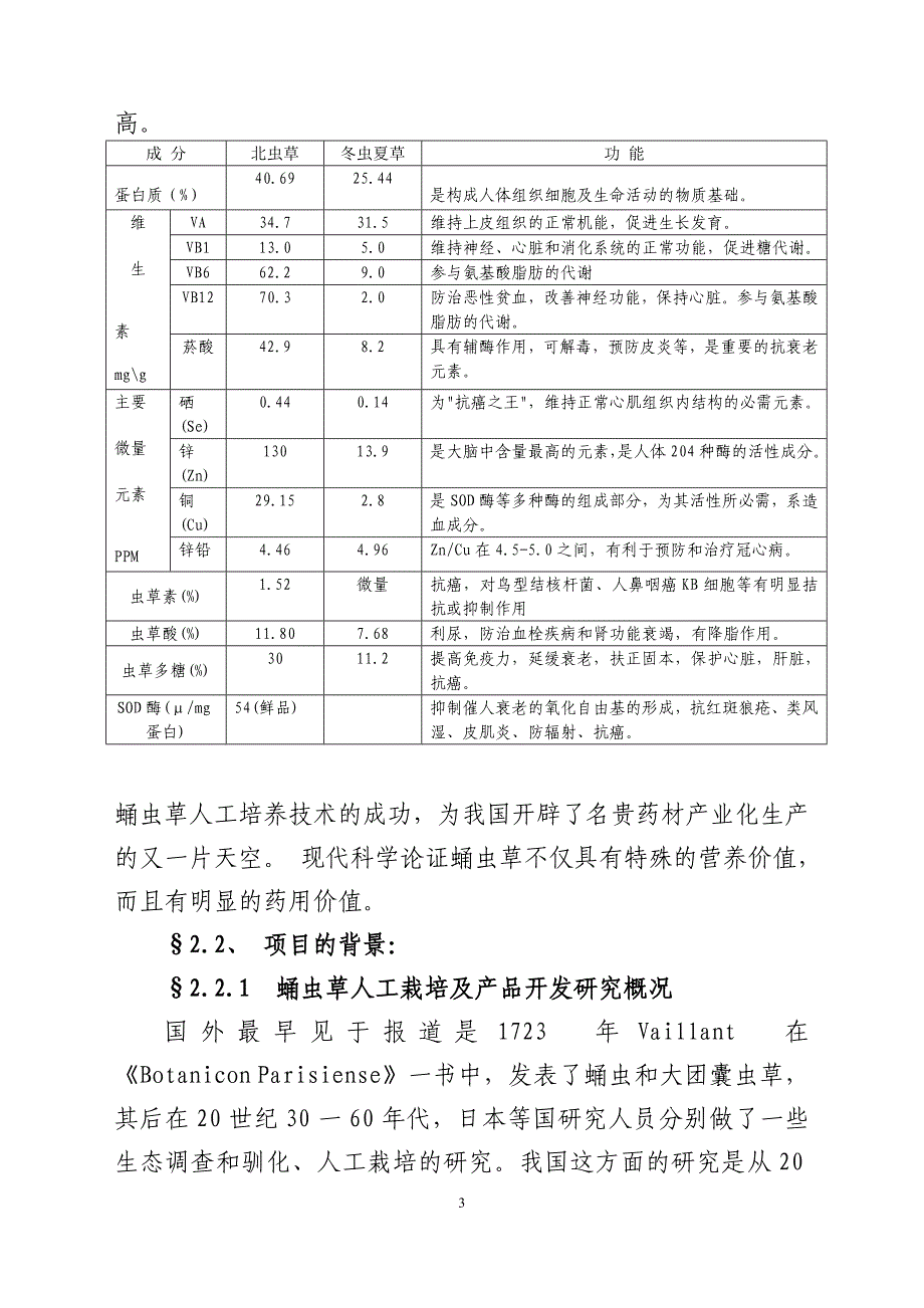 蛹虫草工业化栽培与深加工可行性研究报告.doc_第3页