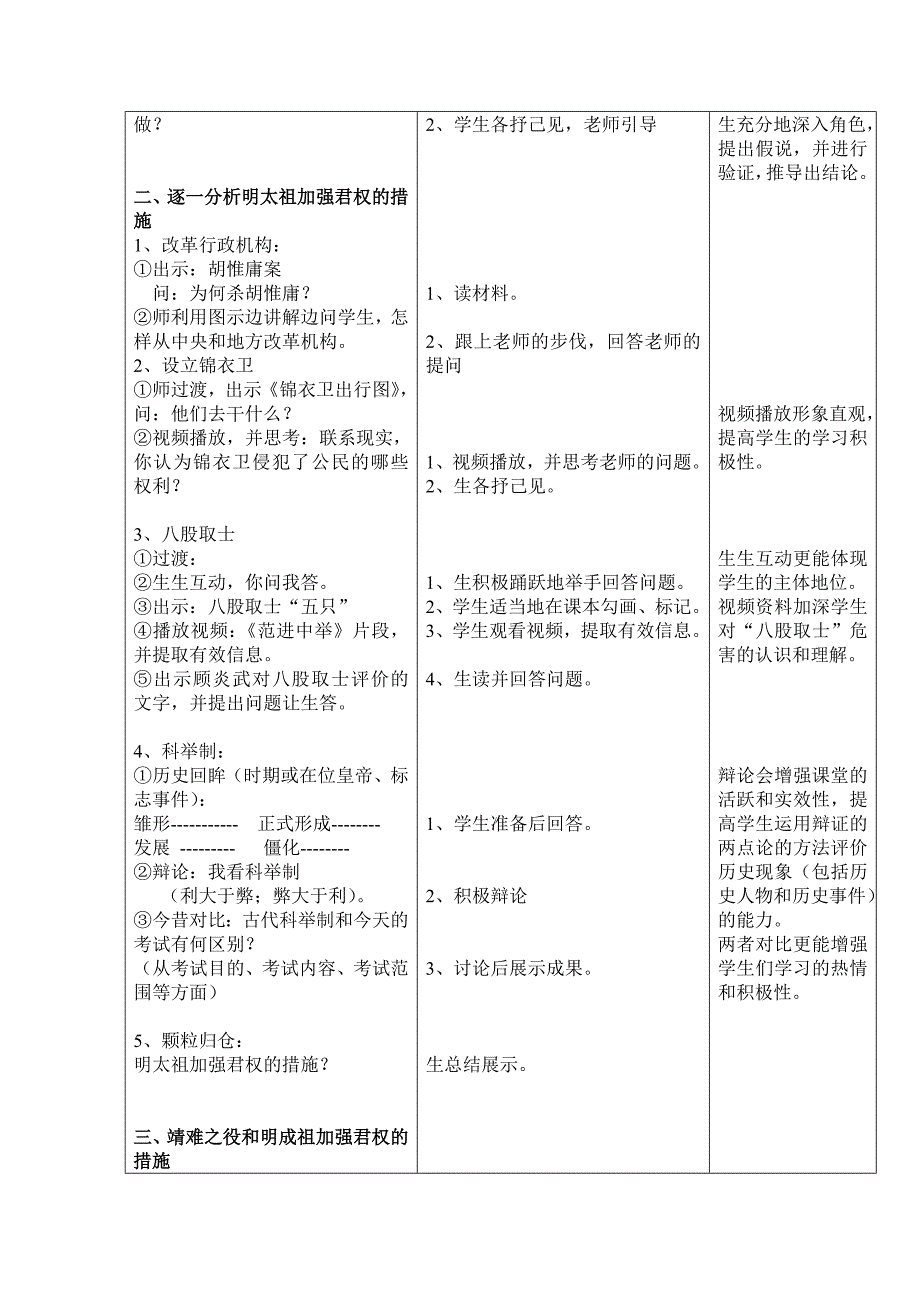 新人教版初中历史七年级下册第15课《明朝君权的加强》精品教案_第2页