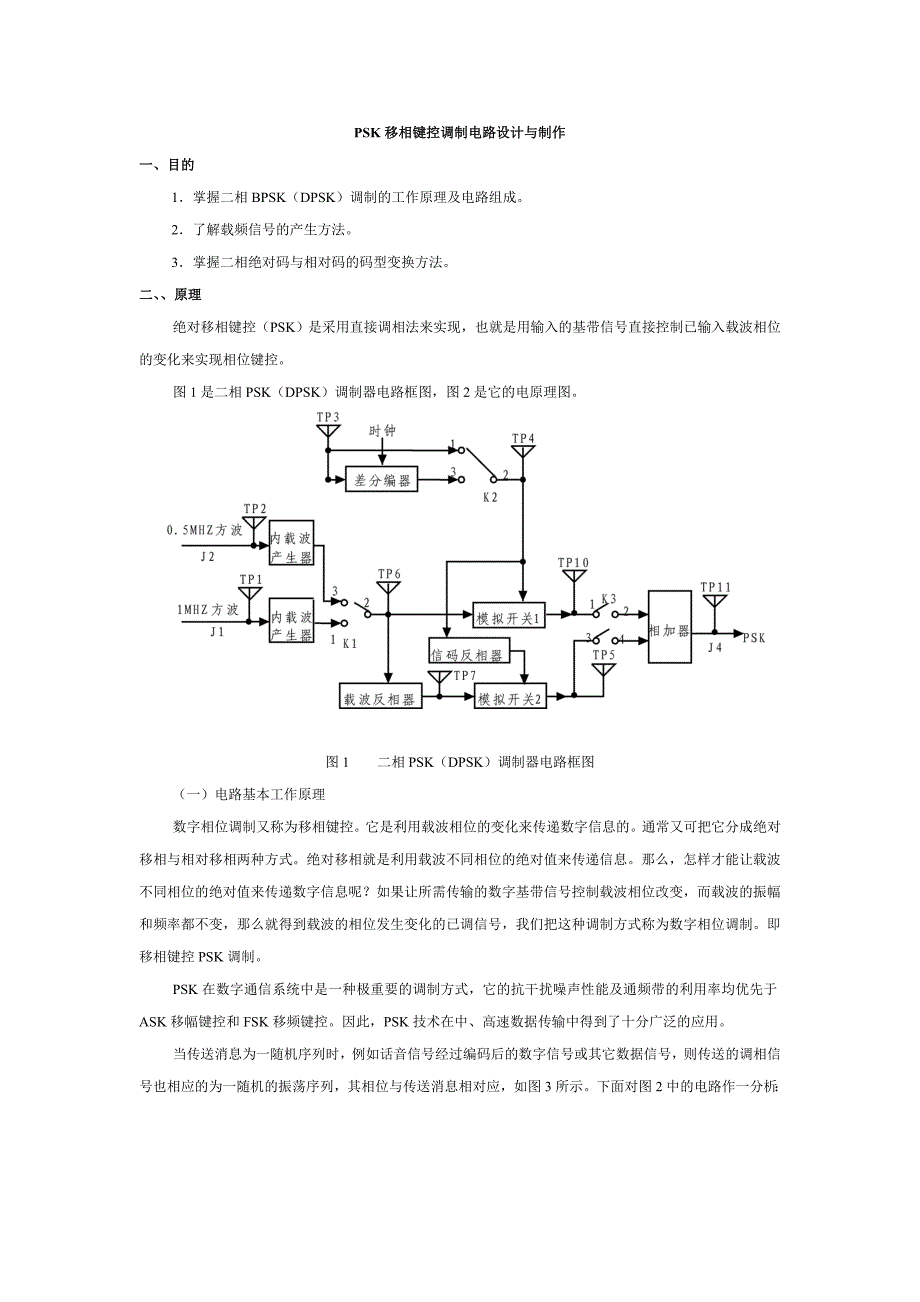 PSK移相键控调制电路设计与制作_第1页