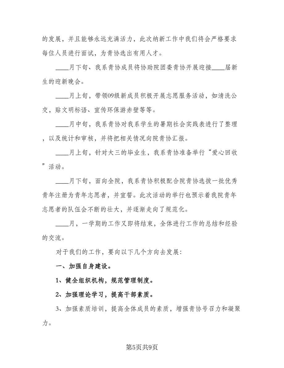 2023青年志愿者协会工作计划样本（4篇）.doc_第5页