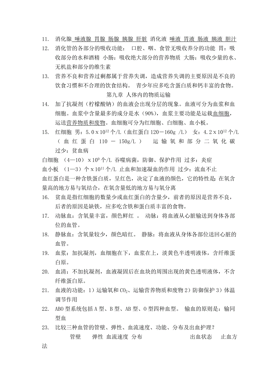 七年级下册生物复习资料(北师大版)_第2页