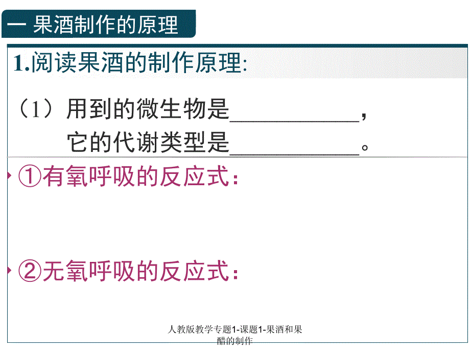 人教版教学专题1课题1果酒和果醋的制作课件_第3页