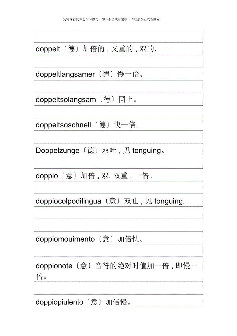 音乐表演专业技术词汇对照表_第1页