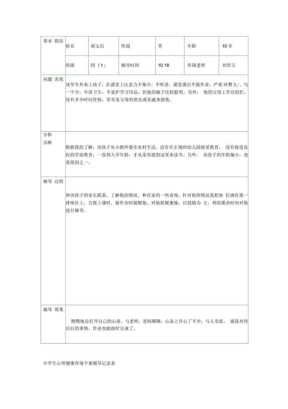 小学生心理健康咨询个案辅导记录表_第3页