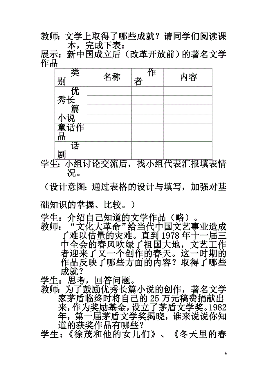 （水滴系列）八年级历史下册第20课百花齐放推陈出新教案新人教版_第4页