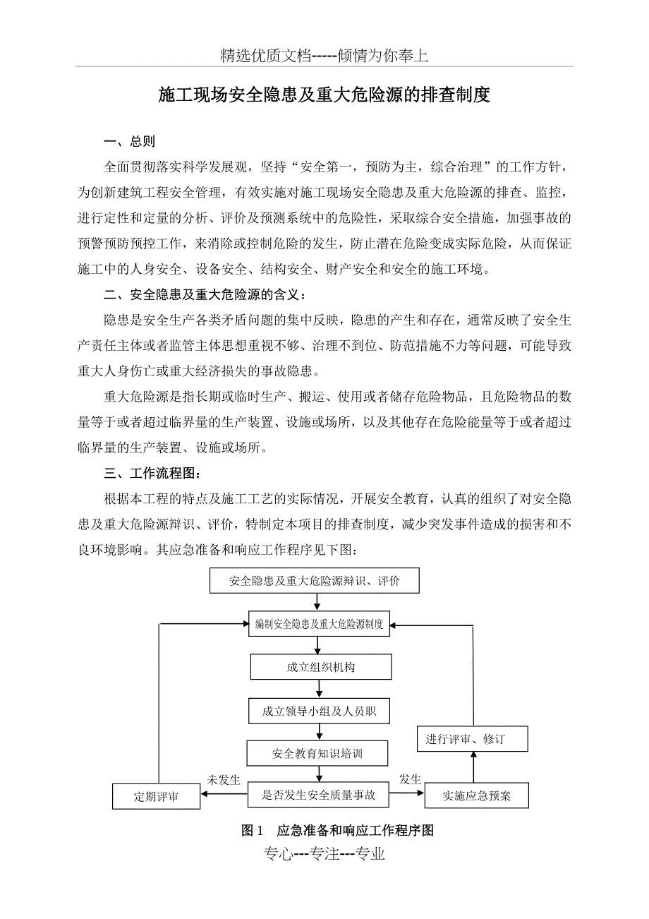 施工现场安全隐患及重大危险源的排查制度_第1页