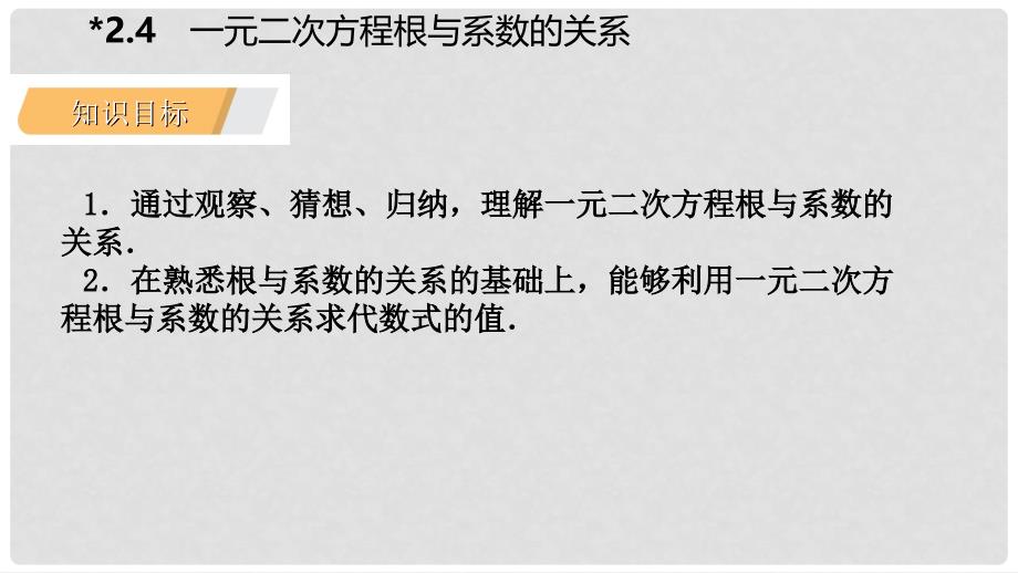 九年级数学上册 第2章 一元二次方程 2.4 一元二次方程根与系数的关系导学课件 （新版）湘教版_第3页