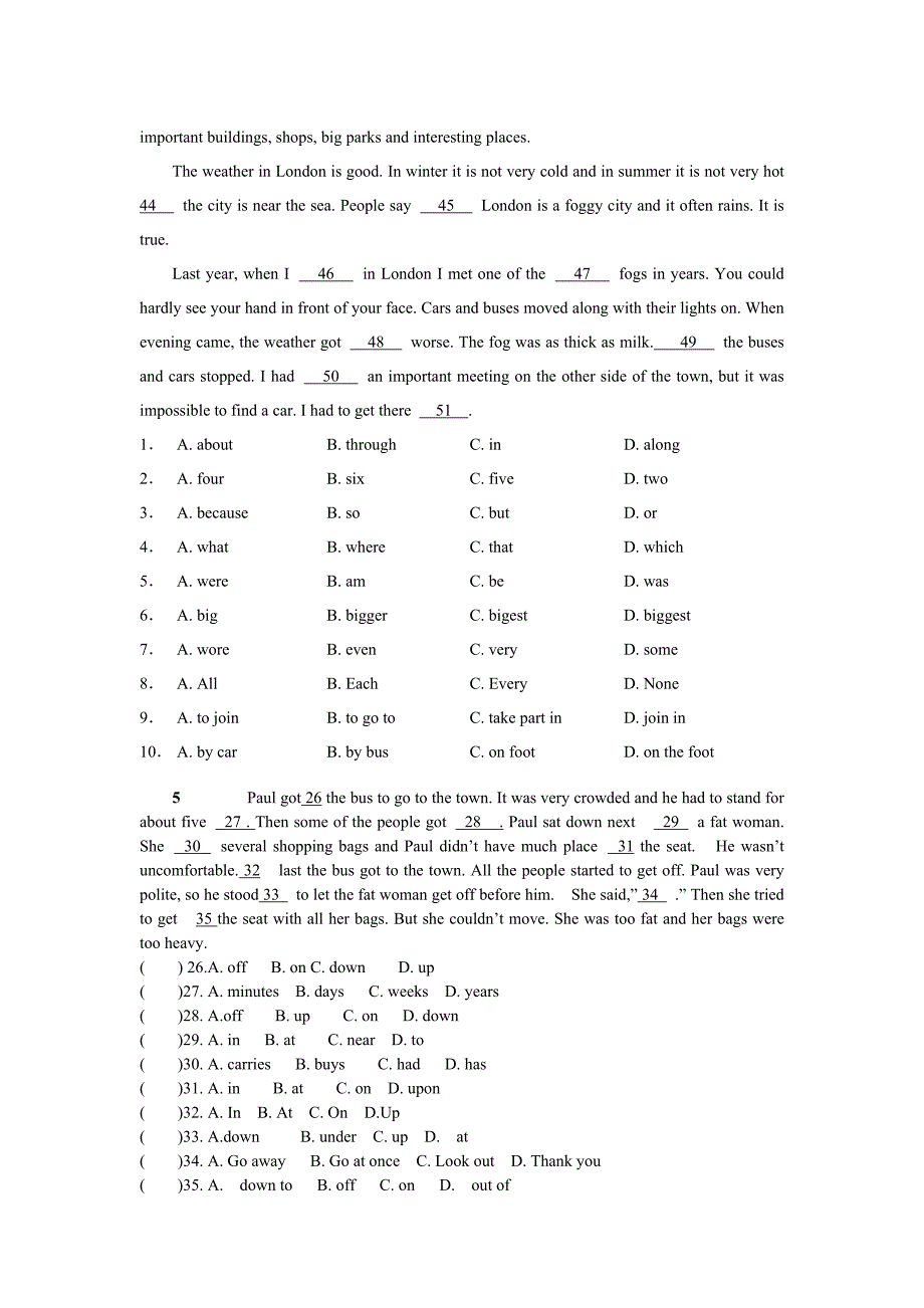 新版八年级上册完形填空含答案_第3页