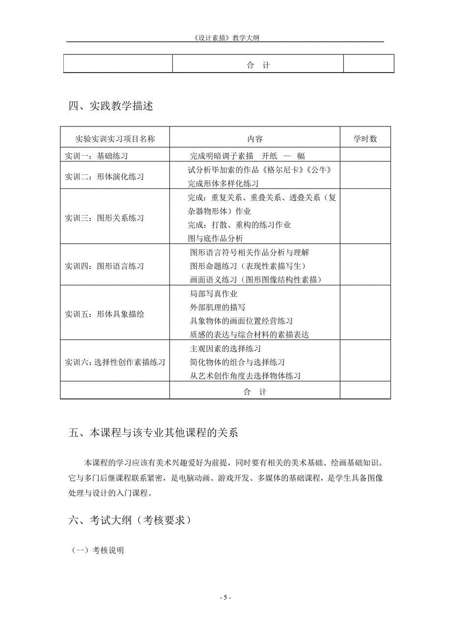 厦门城市职业学院动漫设计与制作专业课程教学大纲_第5页